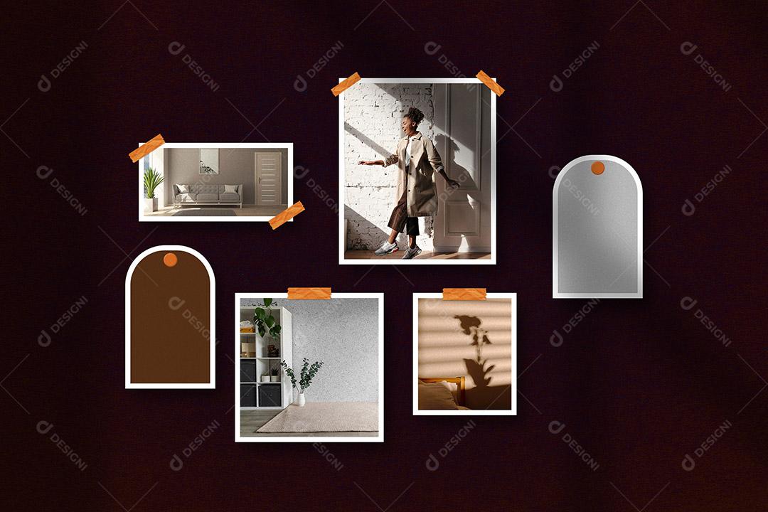 Mockup Quadro De Fotos Branco PSD Editável