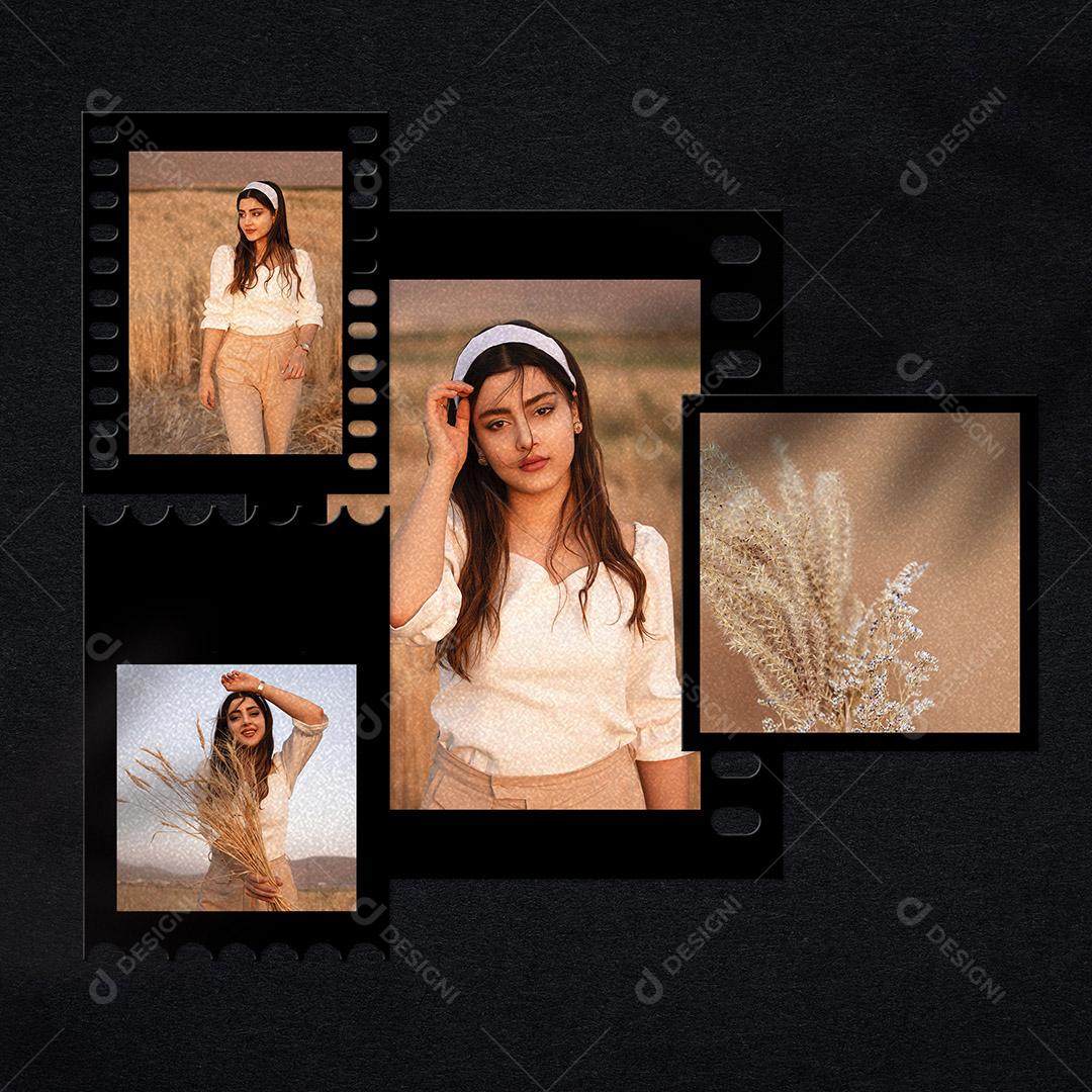 Mockup Quadro Preto Fotos PSD Editável