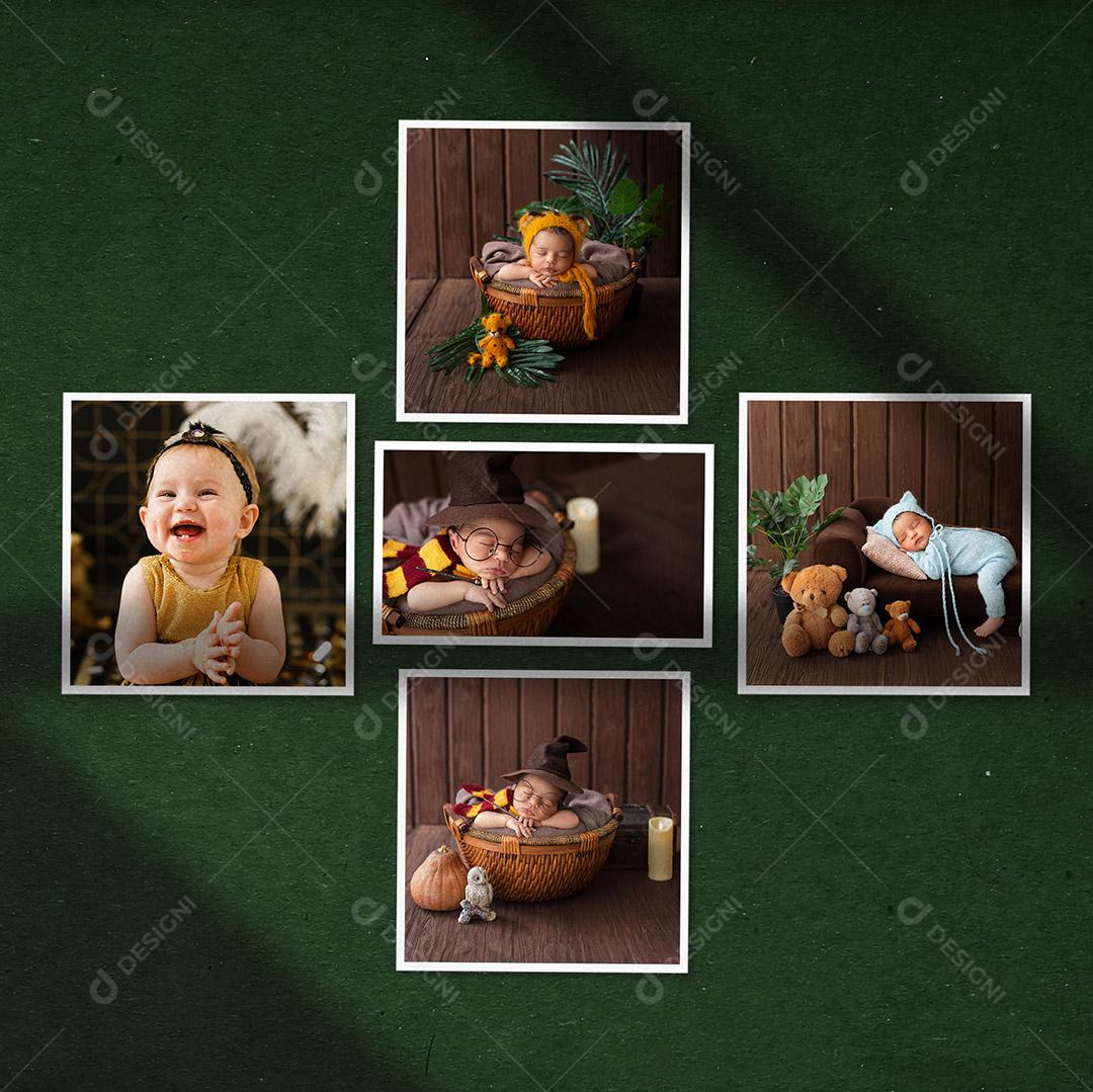 Mockup Quadro De Fotos de bebê PSD Editável