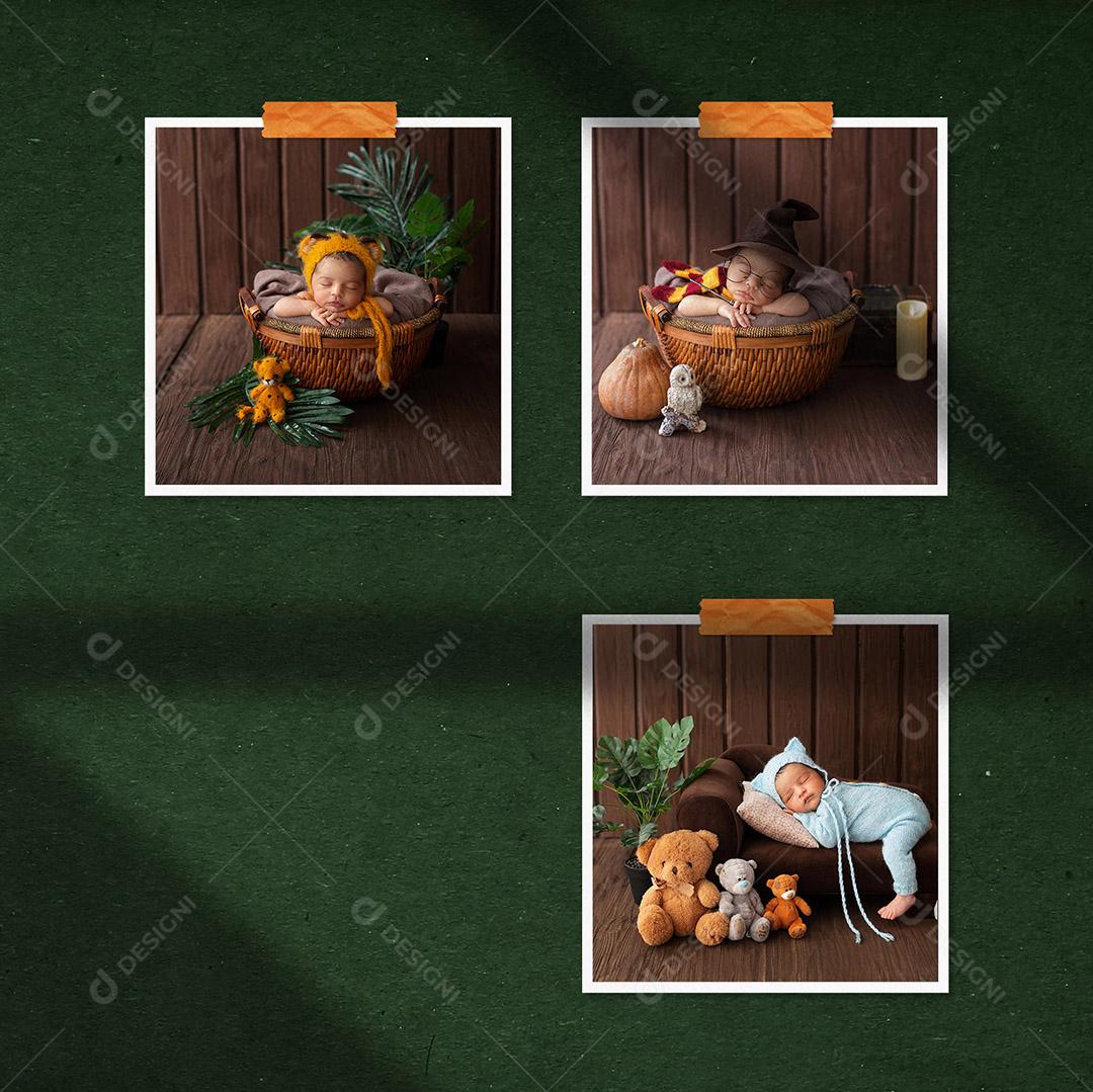 Mockup Quadro De Fotos de bebê PSD Editável