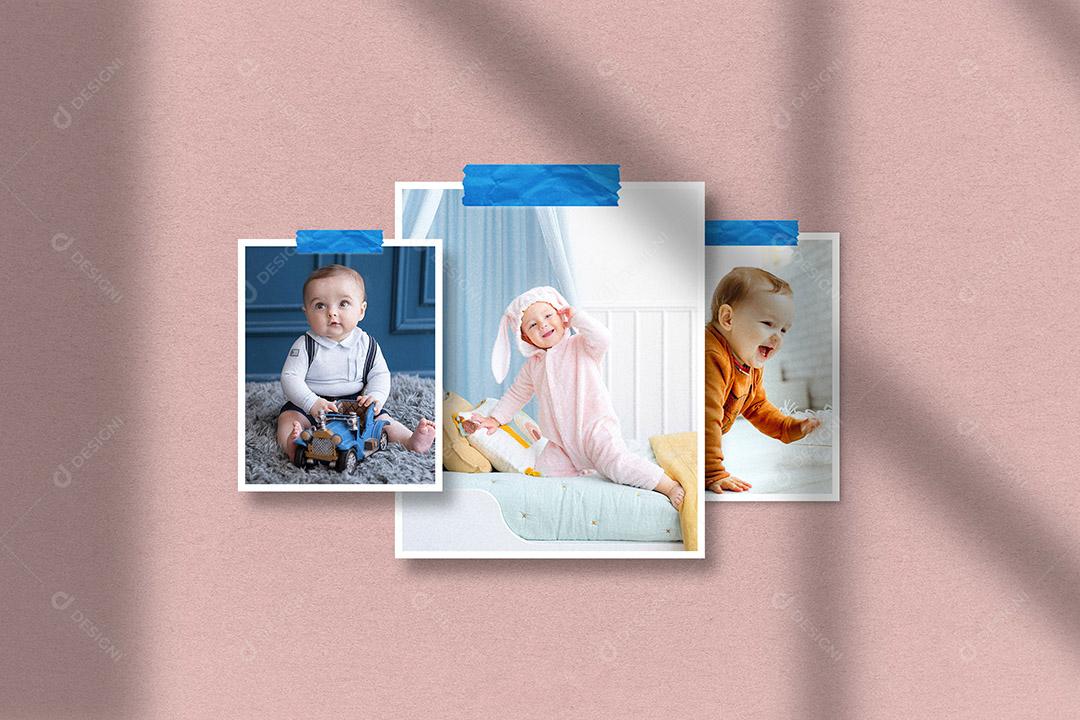 Mockup Quadro De Fotos de bebê PSD Editável