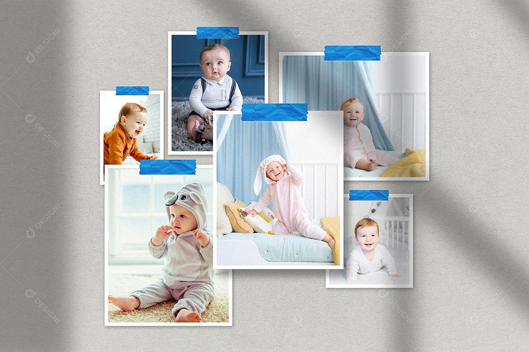 Mockup Quadro De Fotos de bebê PSD Editável