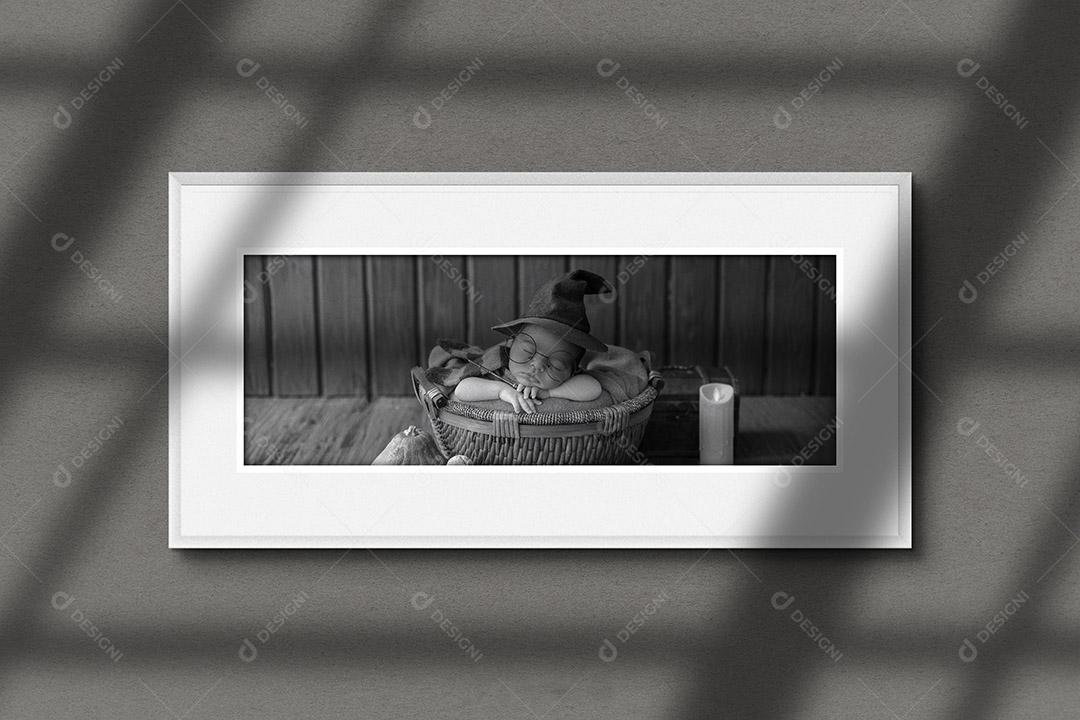 Mockup Quadro De Fotos Branco PSD Editável