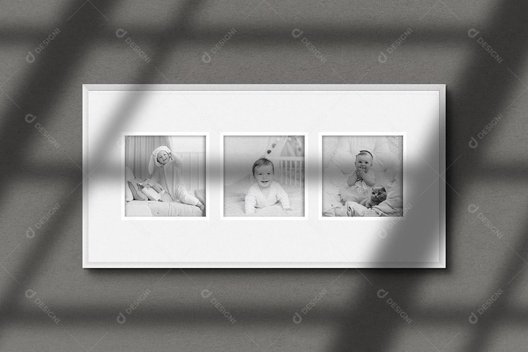Mockup Quadro De Fotos Branco PSD Editável
