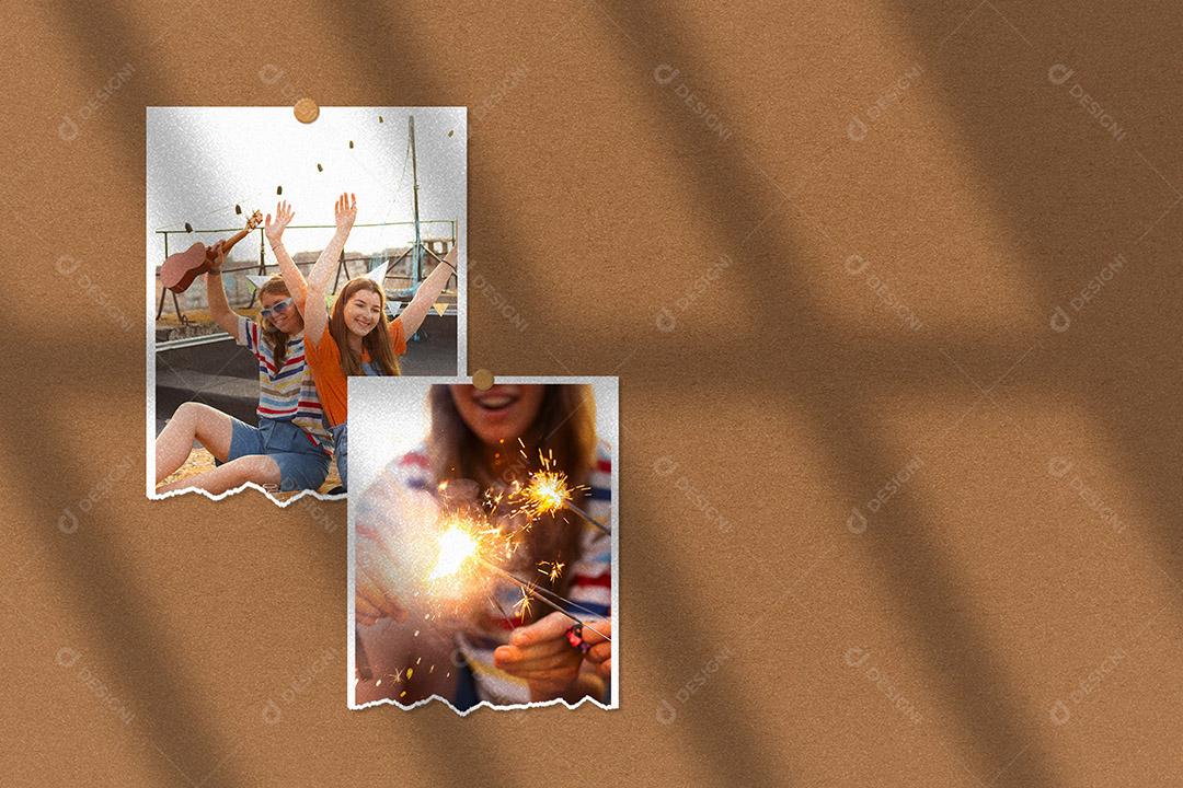 Photo Mockup in Torn Paper Hanging Editable PSD