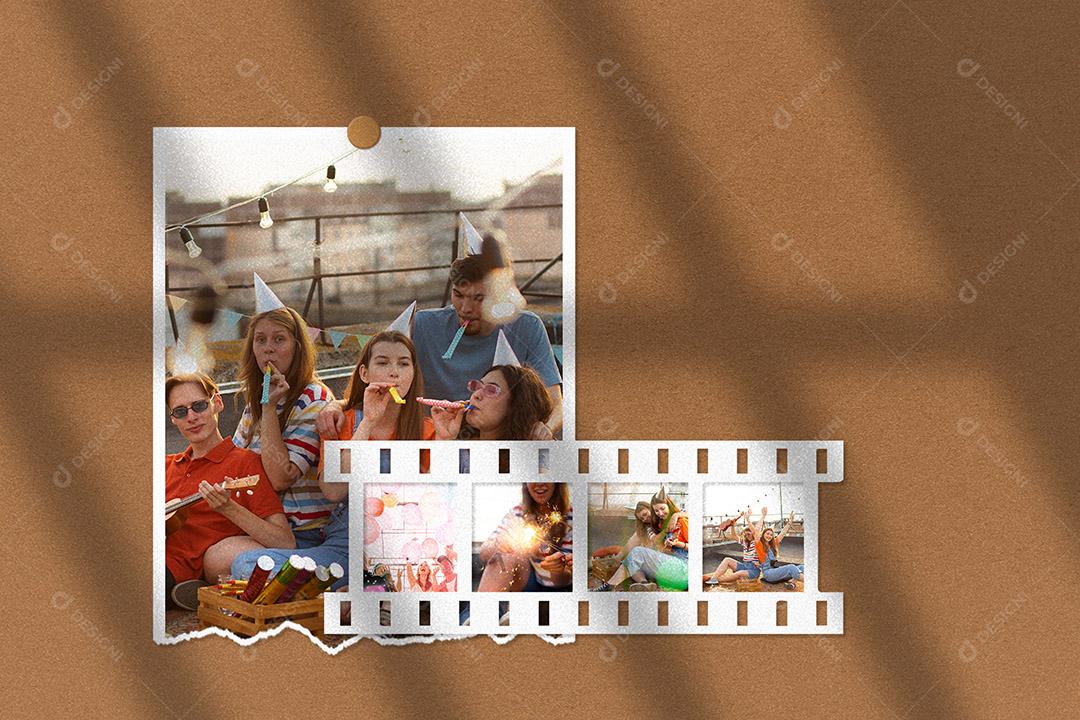 Mockup Fita De Fotos Branco PSD Editável