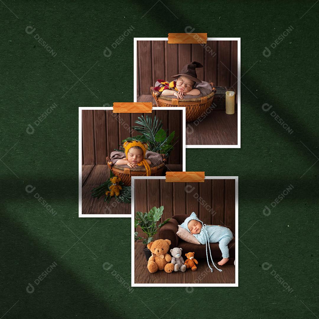 Mockup Quadro De Fotos de bebê PSD Editável