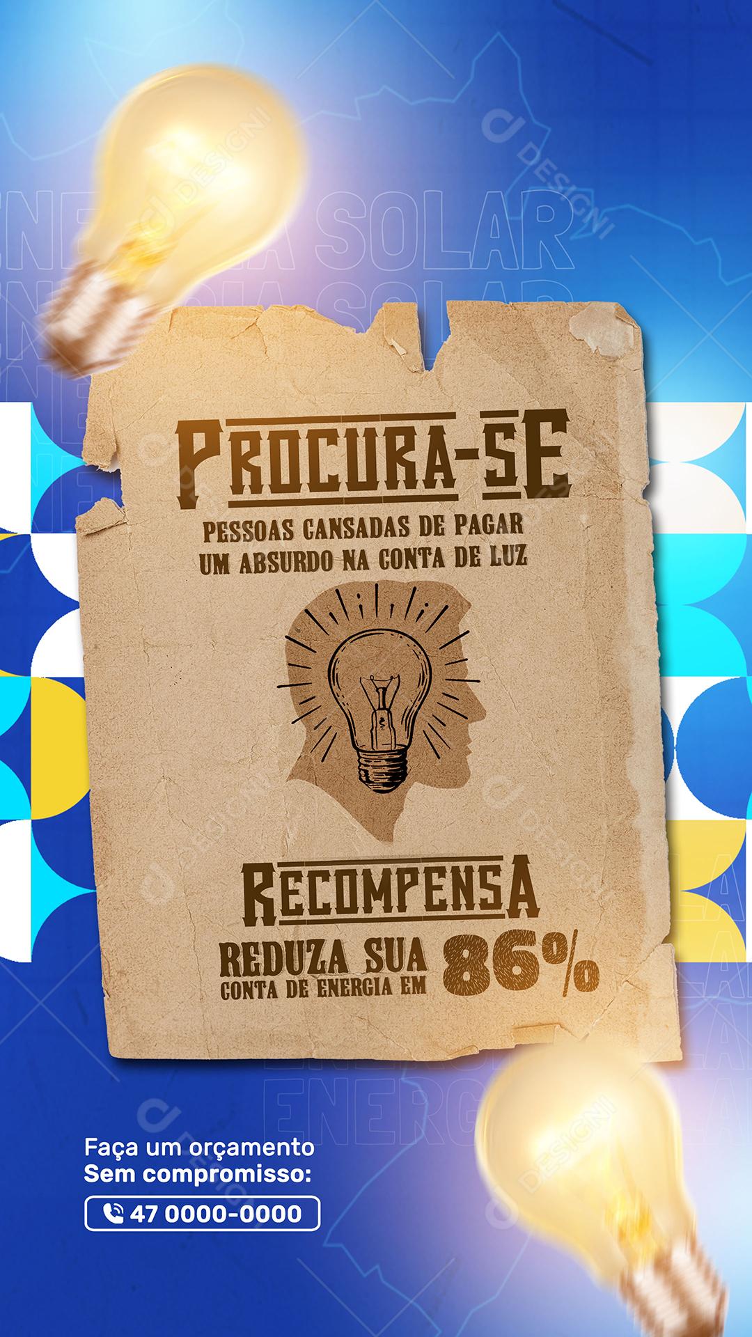 Social Media Energia Solar Procura-se Pessoas PSD Editável