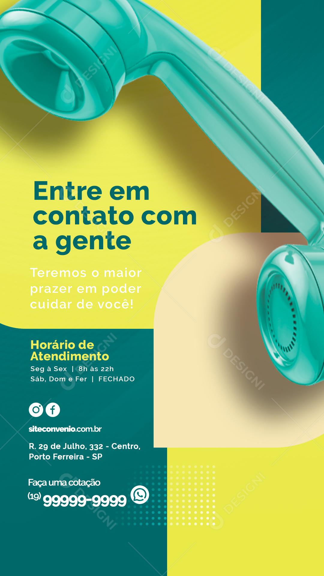 Story Entre em Contato com a Gente Plano de Saúde Social Media PSD Editável