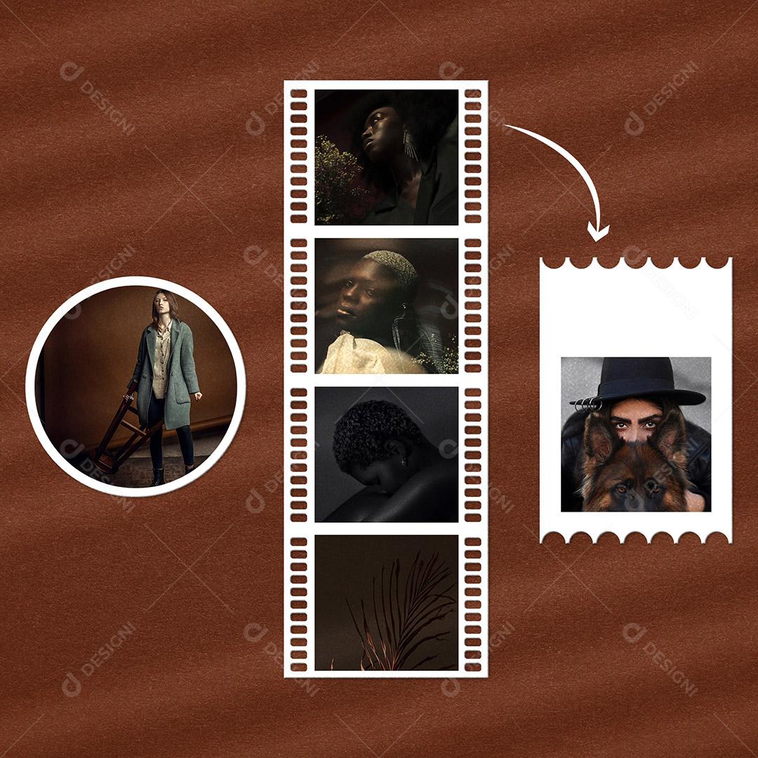 Mockup de Fotos em Papel PSD Editável