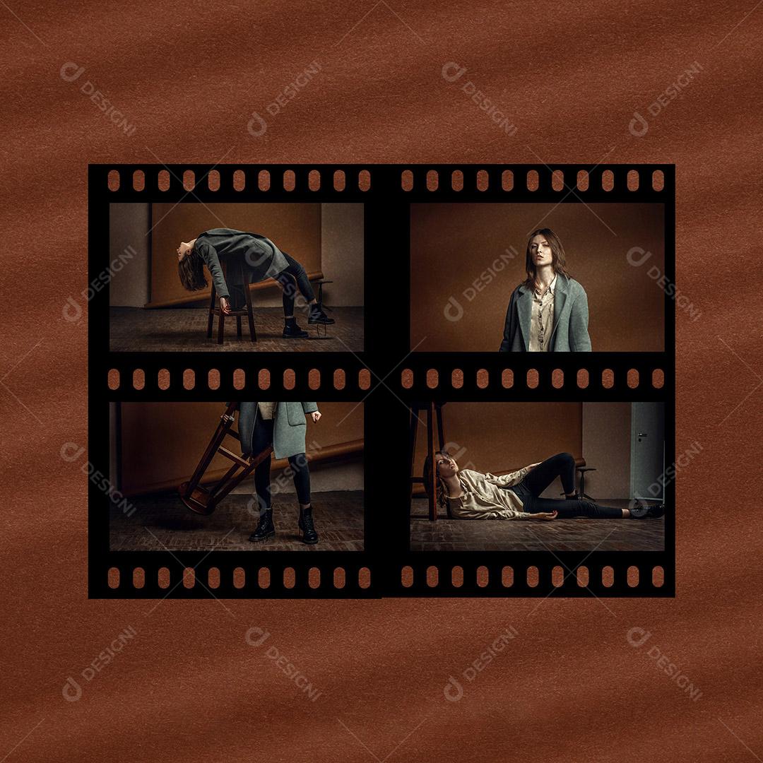 Mockup de Fotos em Papel PSD Editável