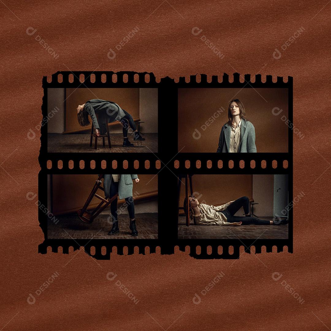 Mockup de Fotos em Papel PSD Editável