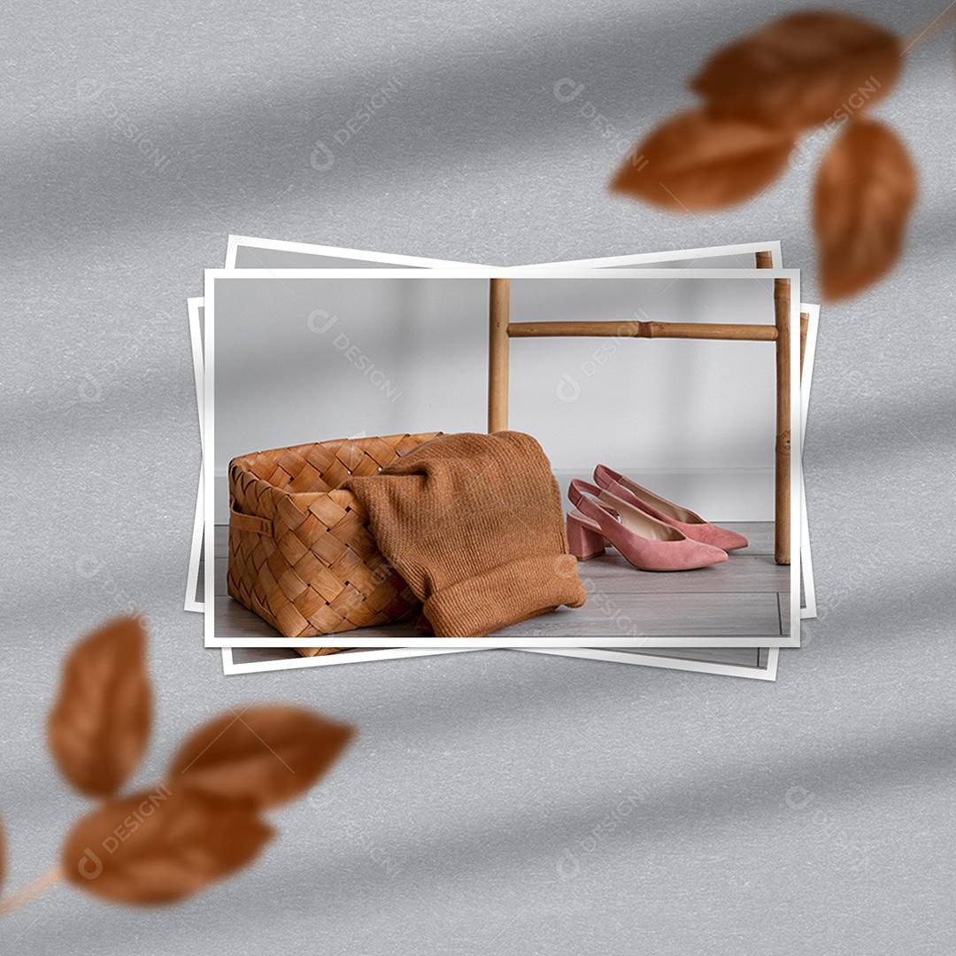 Mockup de Fotos em Papel PSD Editável