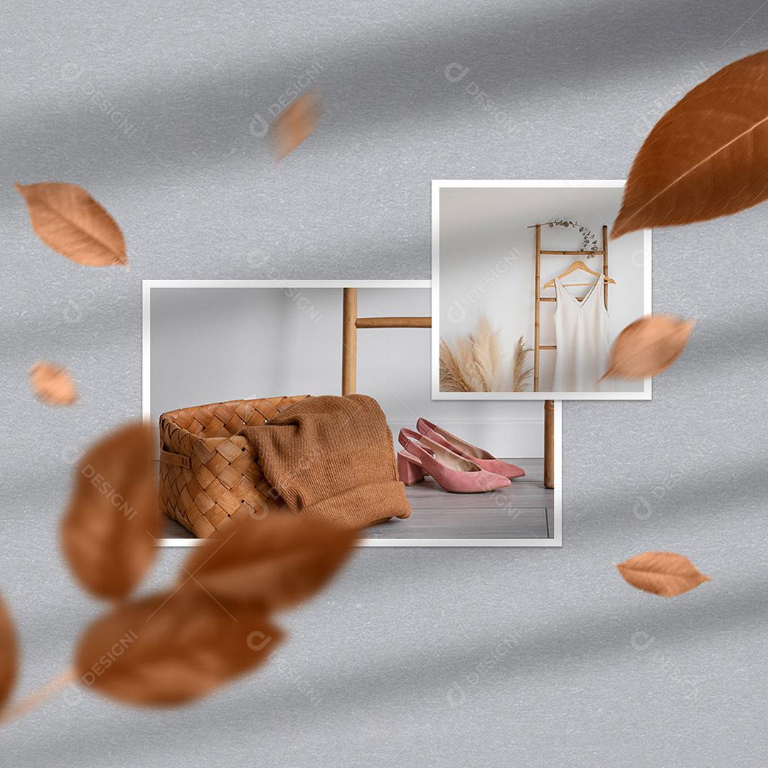 Mockup de Fotos em Papel PSD Editável