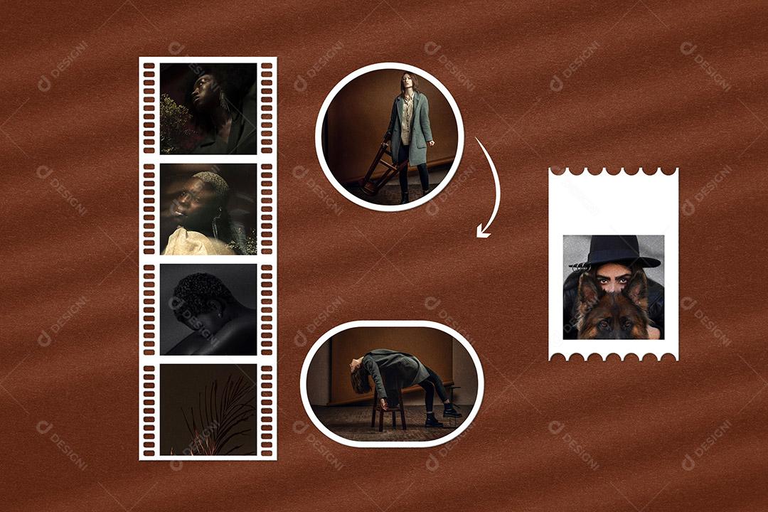 Mockup de Fotos em Papel PSD Editável