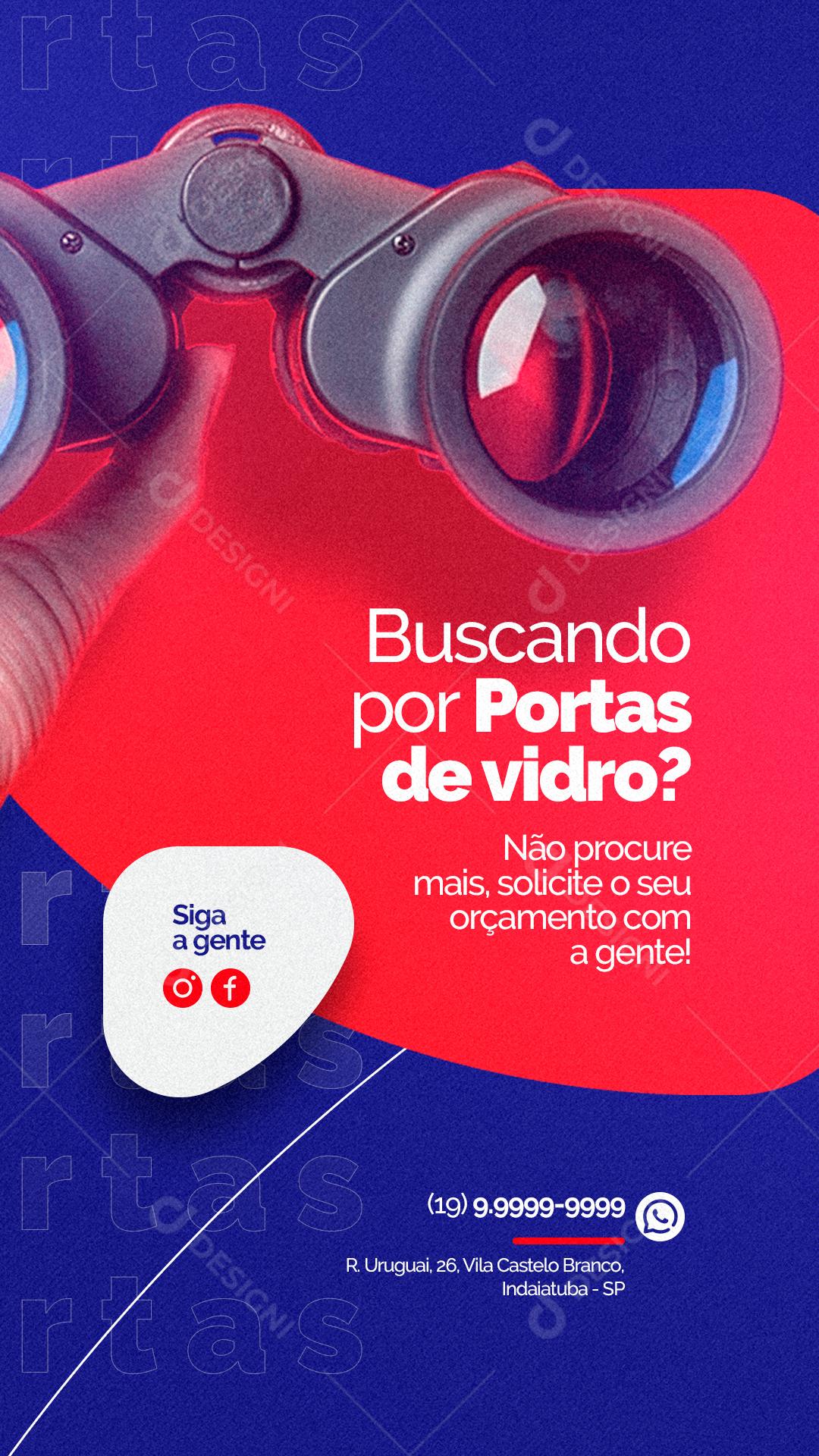 Social Media Story Vidraçarias Buscando Por Portas de Vidro PSD Editável