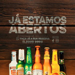 Social Media Bares Já Estamos Abertos Botecos PSD Editável