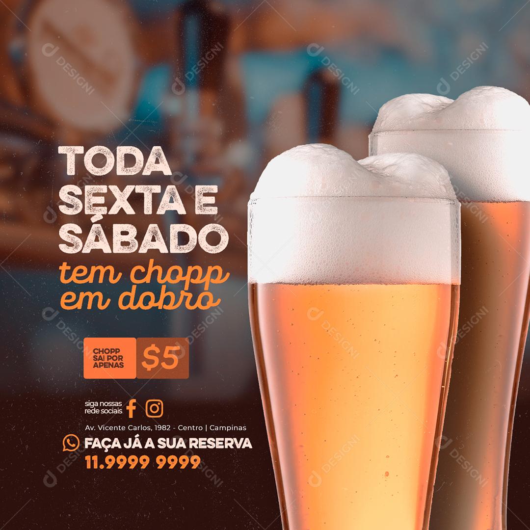 Social Media Bares Toda Sexta e Sábado Tem Chopp Social Media PSD Editável