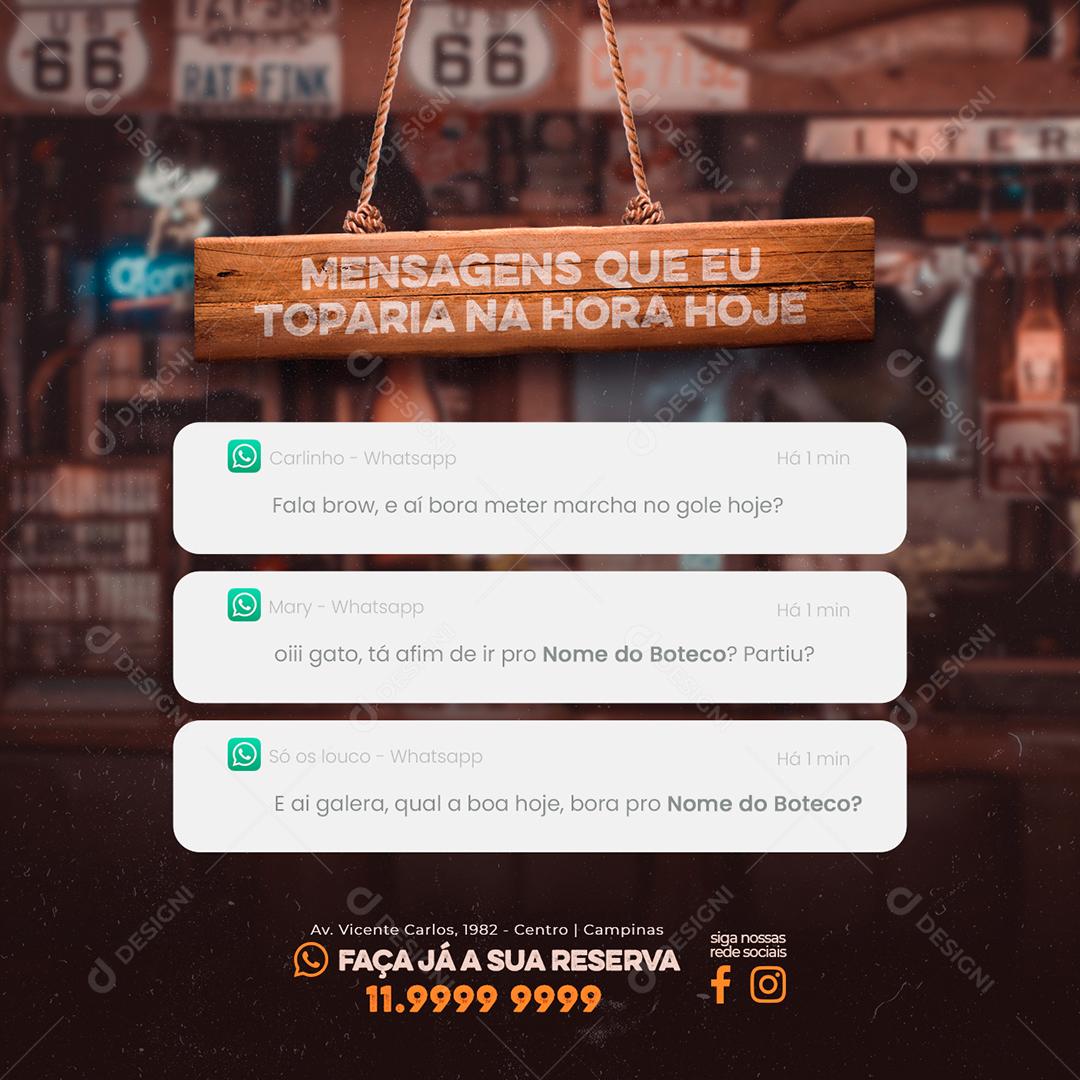 Social Media Bares e Boteco Mensagem Que eu Toparia PSD Editável