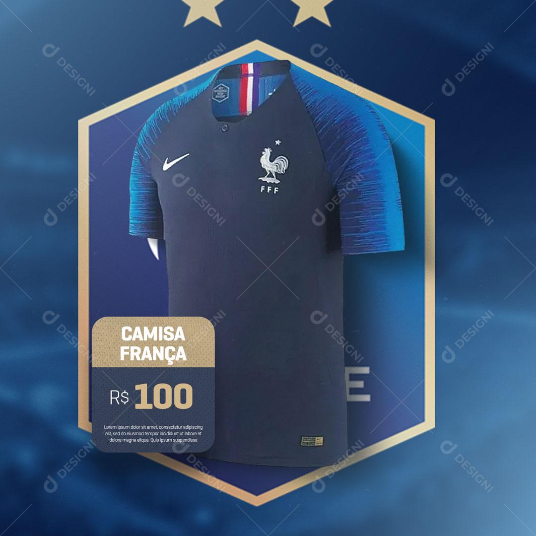 Camisa Seleção Francesa de Futebol Social Media PSD Editável
