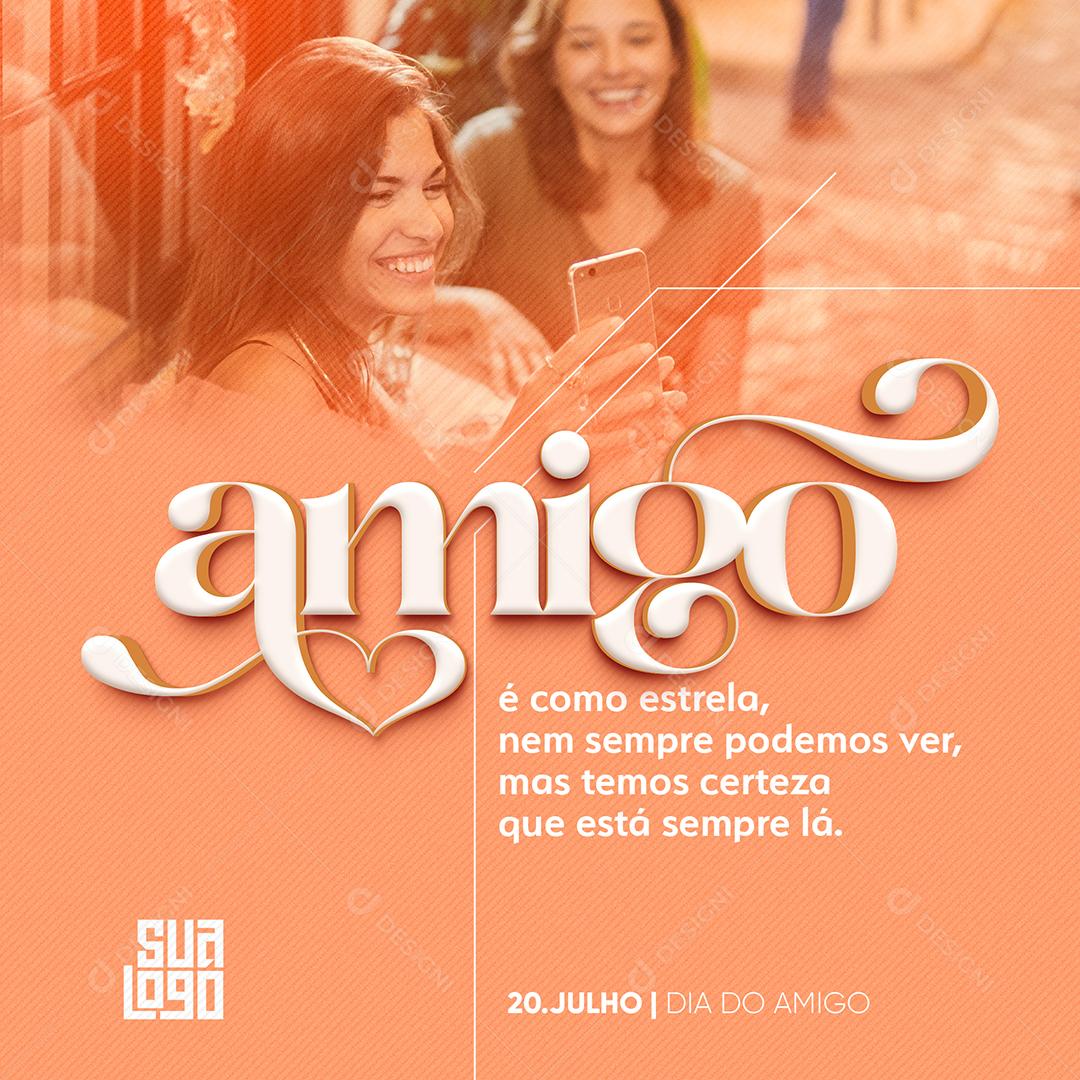 Template Social Media Dia do Amigo como Estrelas PSD Editável