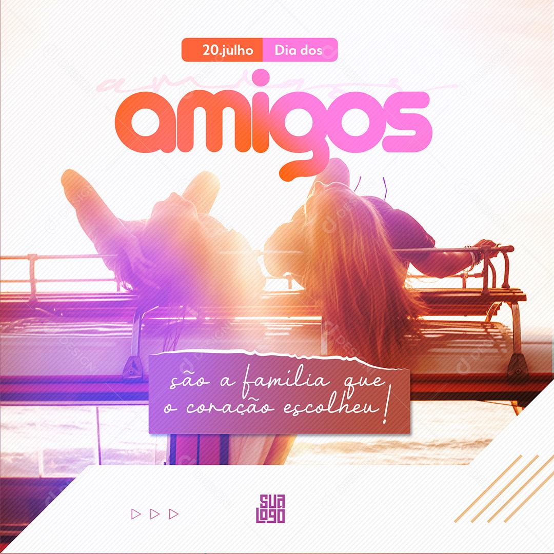 Template Social Media Dia do Amigo como Estrelas PSD Editável