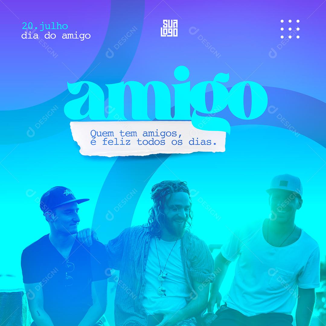 Template Social Media Dia do Amigo como Estrelas PSD Editável