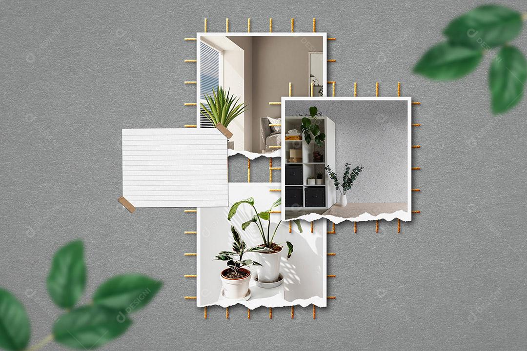 Mockup de Fotos em Papel PSD Editável