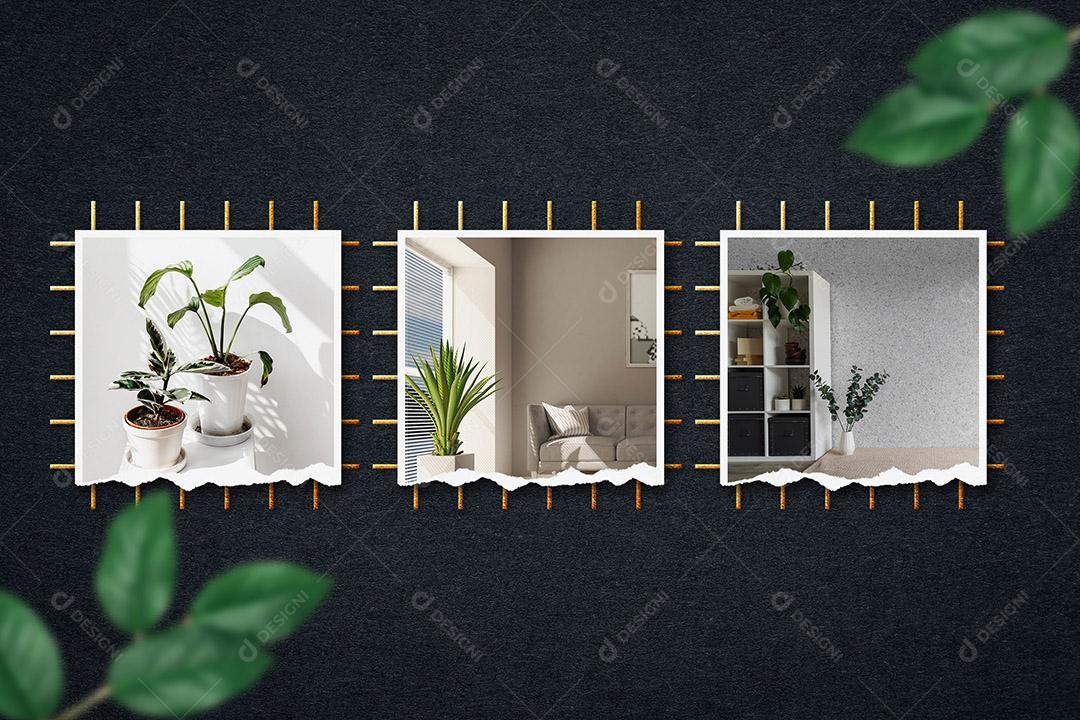 Mockup de Fotos em Papel PSD Editável