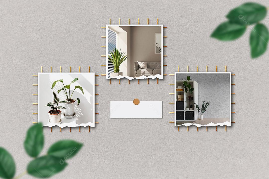 Mockup de Fotos em Papel PSD Editável