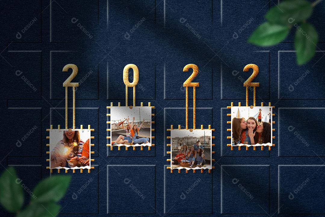 Mockup de Fotos em Papel Celebração 2022 PSD Editável