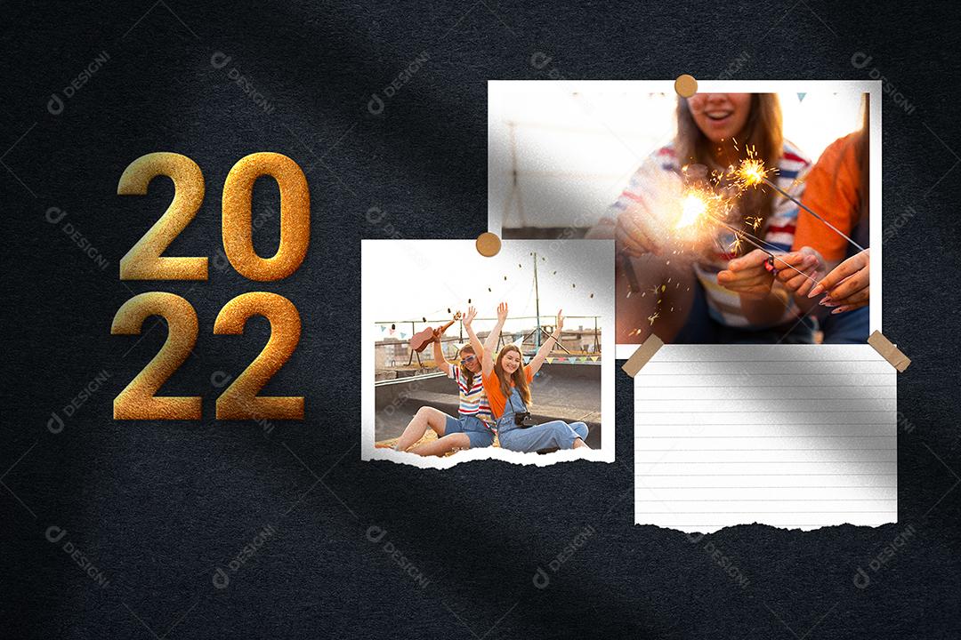 Mockup de Fotos em Papel Celebração 2022 PSD Editável