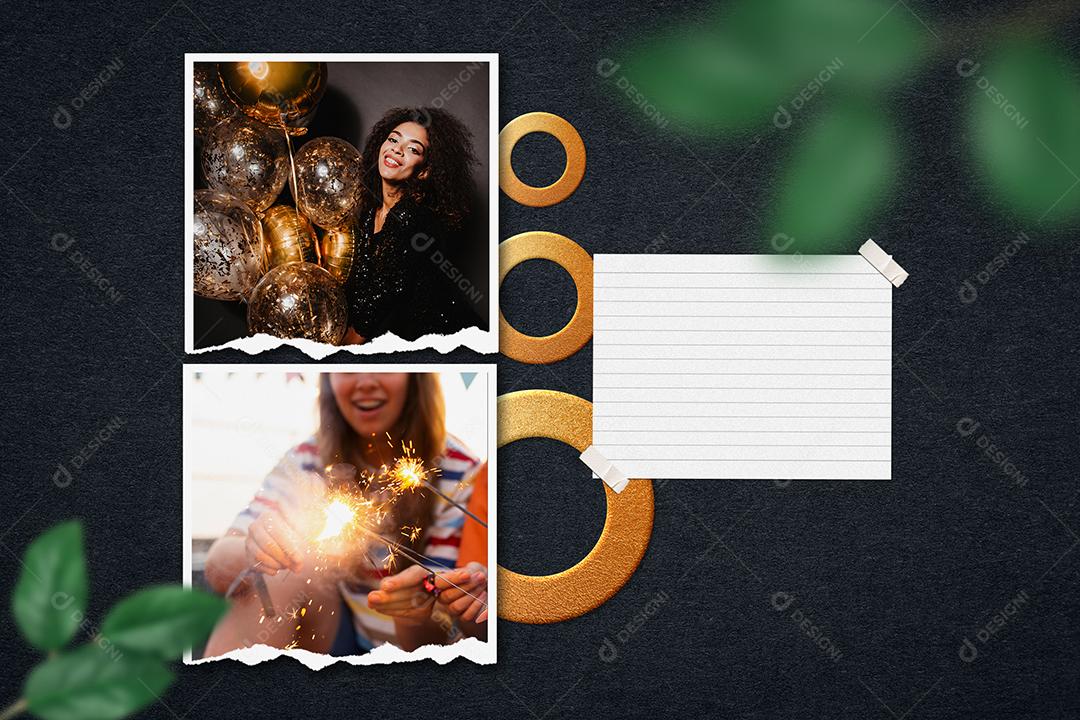 Mockup de Fotos em Papel PSD Editável