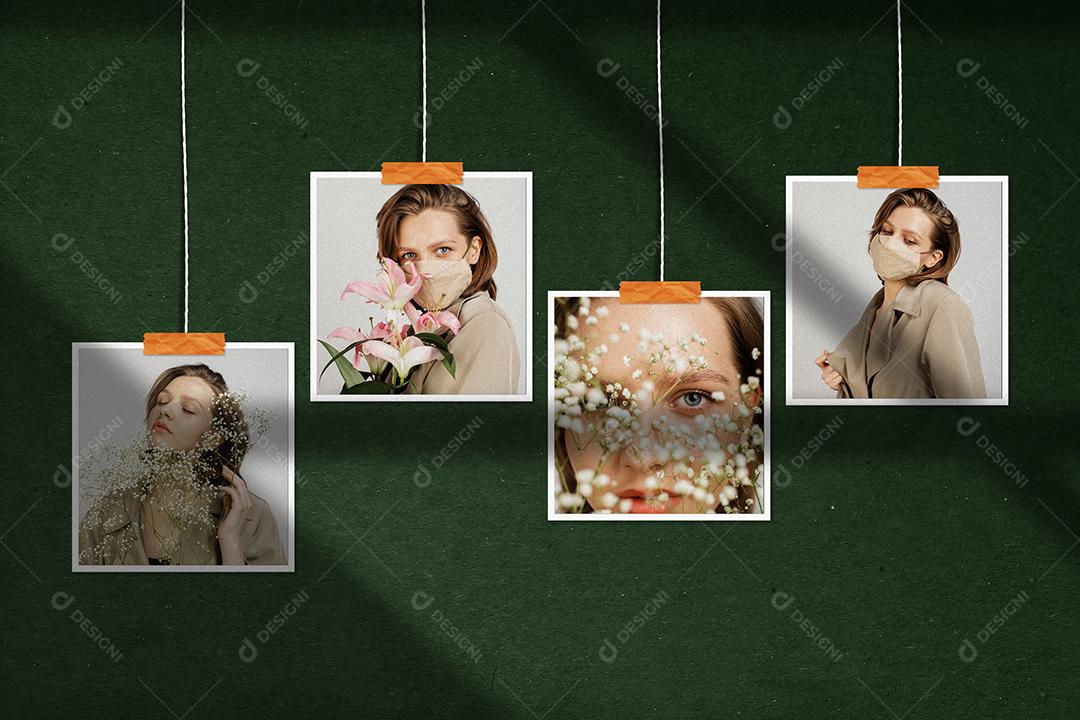 Mockup de Fotos em Papel PSD Editável