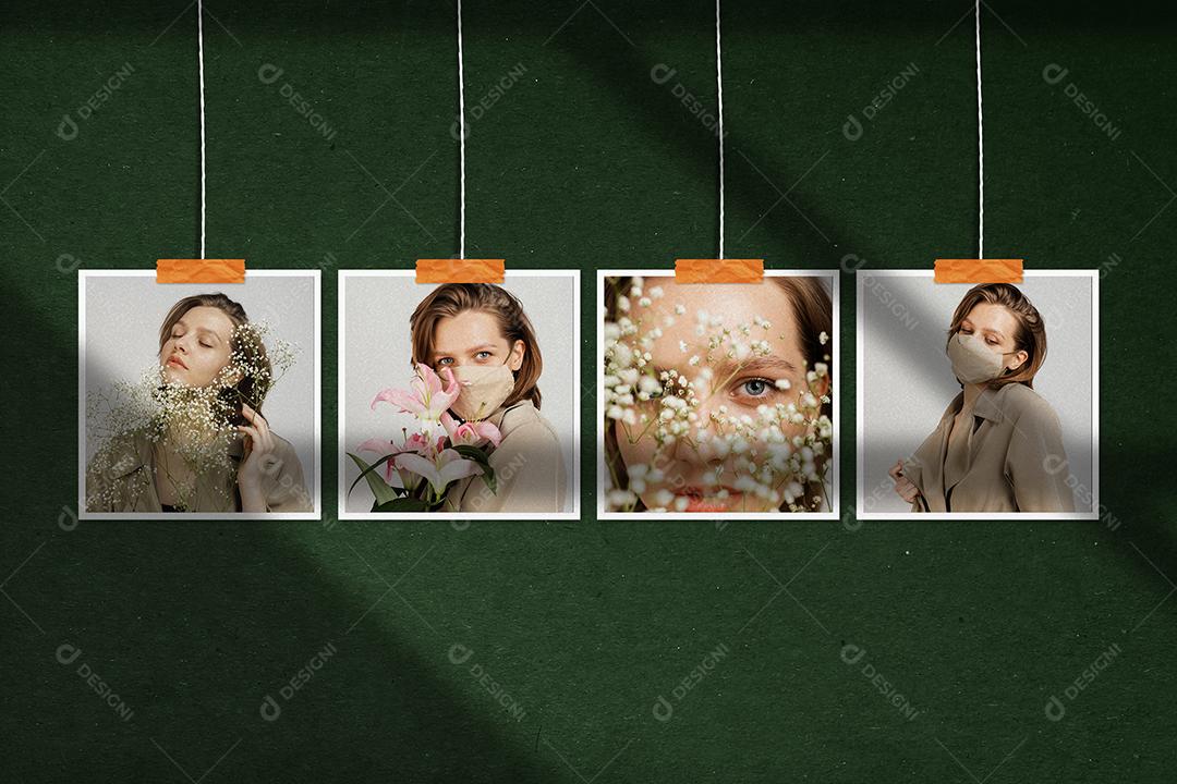 Mockup de Fotos em Papel PSD Editável