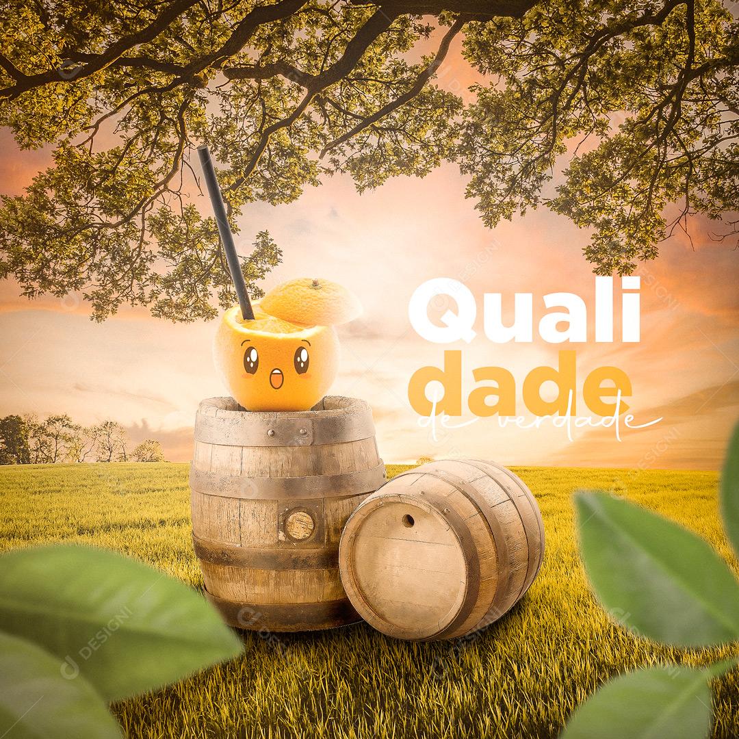 Suco de Laranja Natural Qualidade de Verdade Social Media PSD Editável