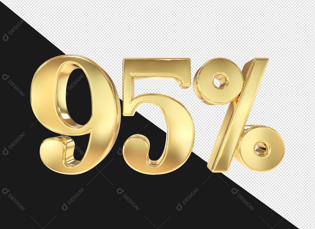 Número 3D 95% Dourado Elemento Para Composição PSD