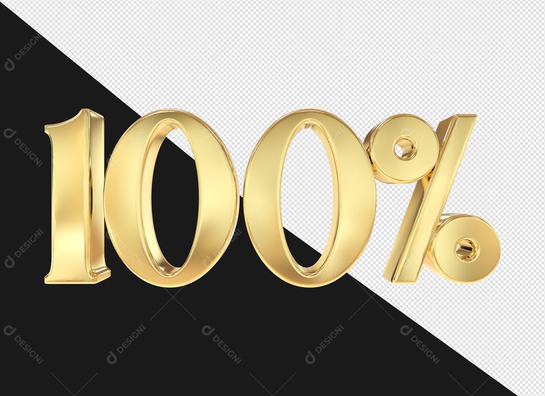 Número 3D 100% Dourado Elemento Para Composição PSD