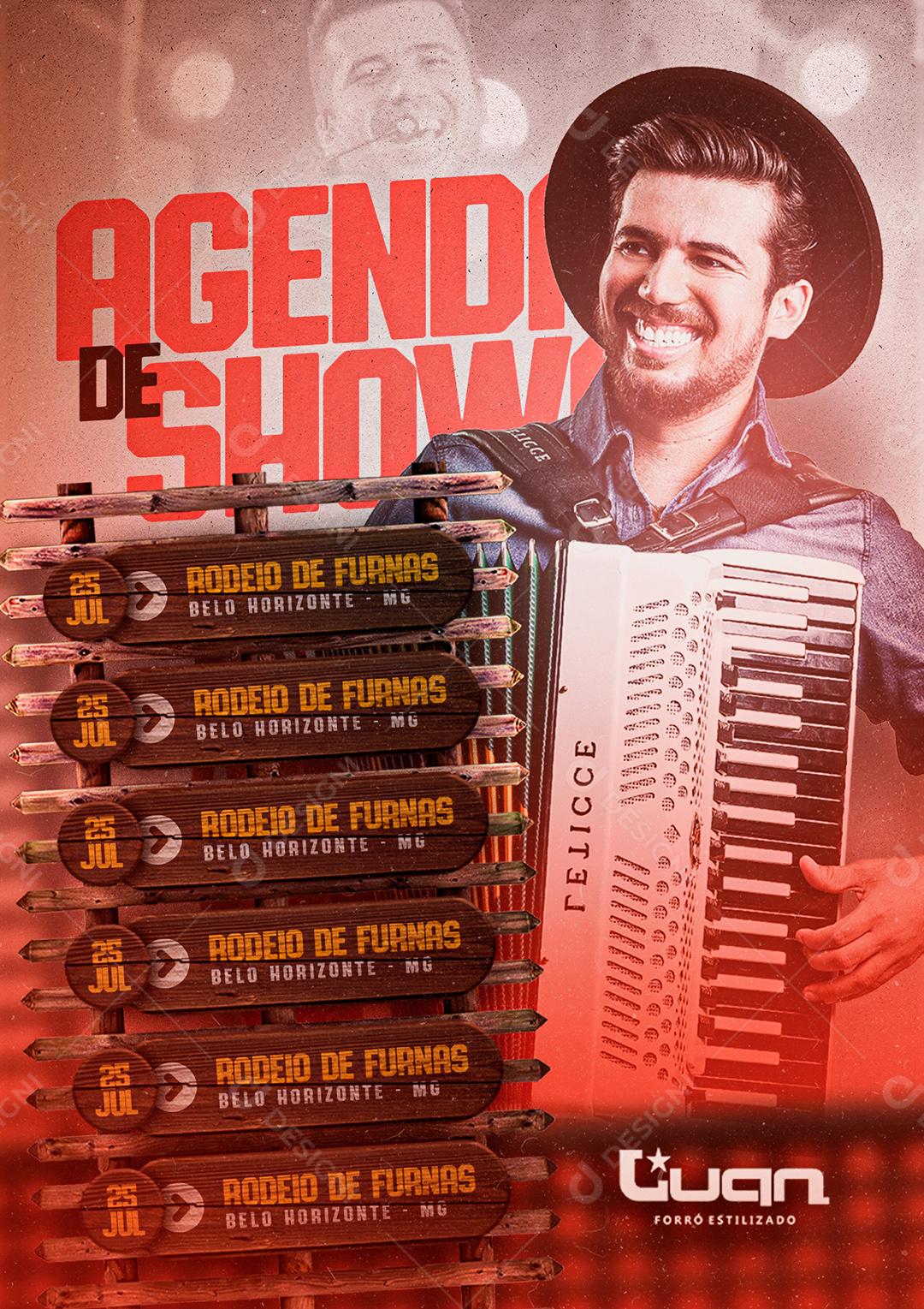 Social Media Agenda de Shows Luan Forró Estilizado Flyer PSD Editável