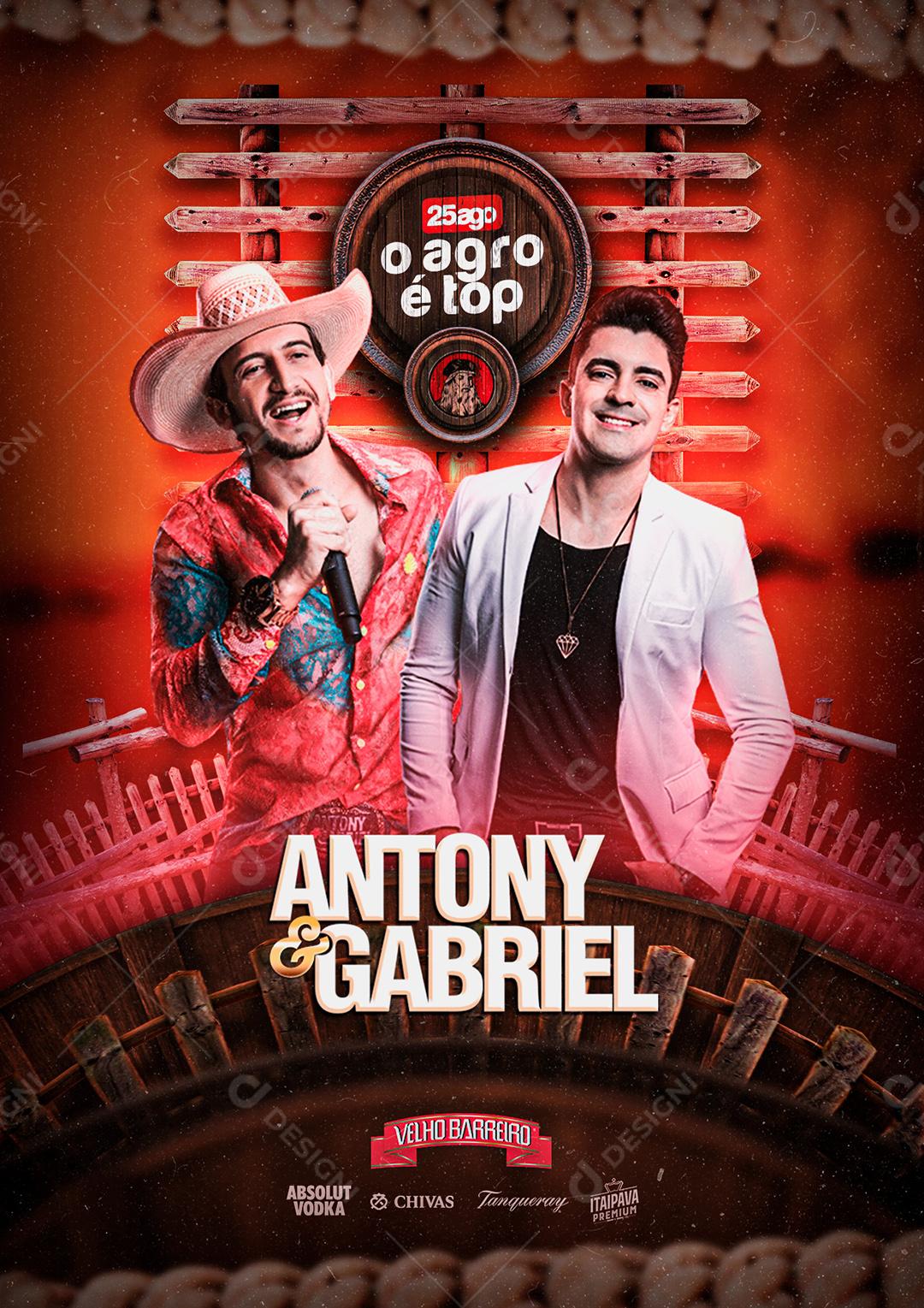 Social Media O Agro é Top Antony e Gabriel Flyer PSD Editável