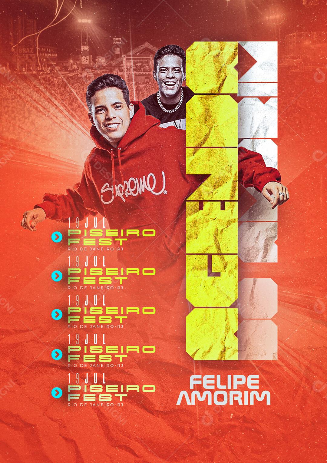 Social Media Agenda do Amorim Piseiro Flyer Felipe Amorim PSD Editável