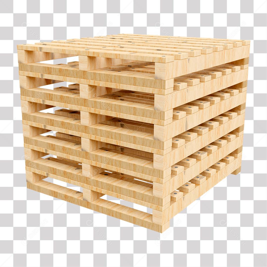 Pilha de paletes de madeira vazia para Composição PNG Transparente Sem Fundo
