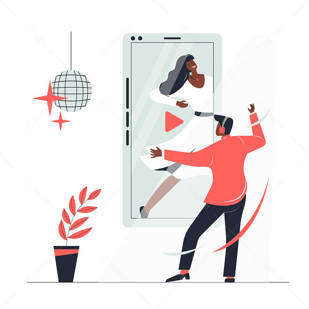 Ilustração Aulas de Dança online vetor EPS