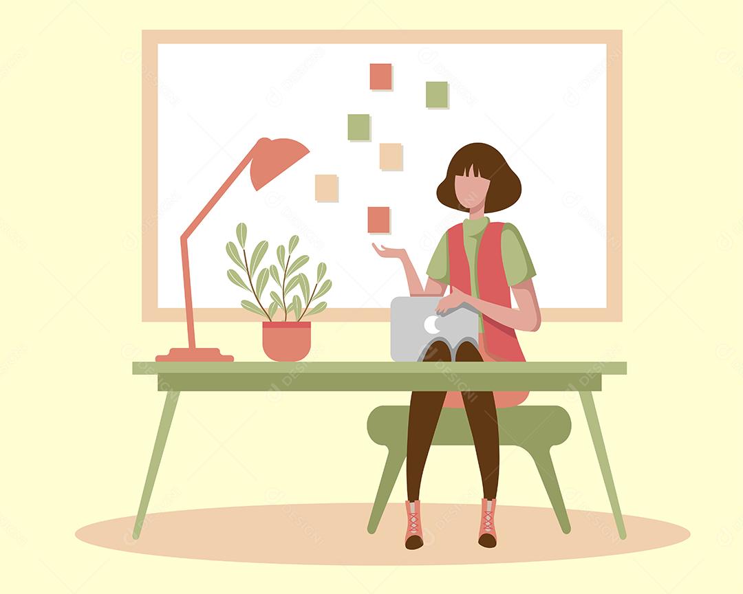 Os funcionários da empresa trabalham em casa de acordo com a política da empresa.