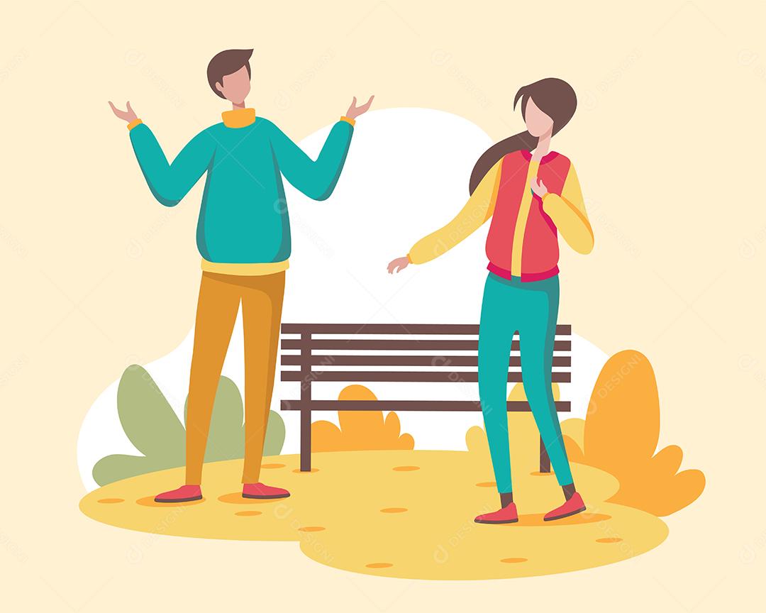 Uma jovem e um namorado fazem uma relaxante viagem de outono