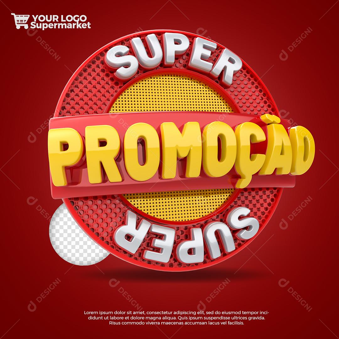 Super Promoção Selo 3D Vermelho para Composição PSD