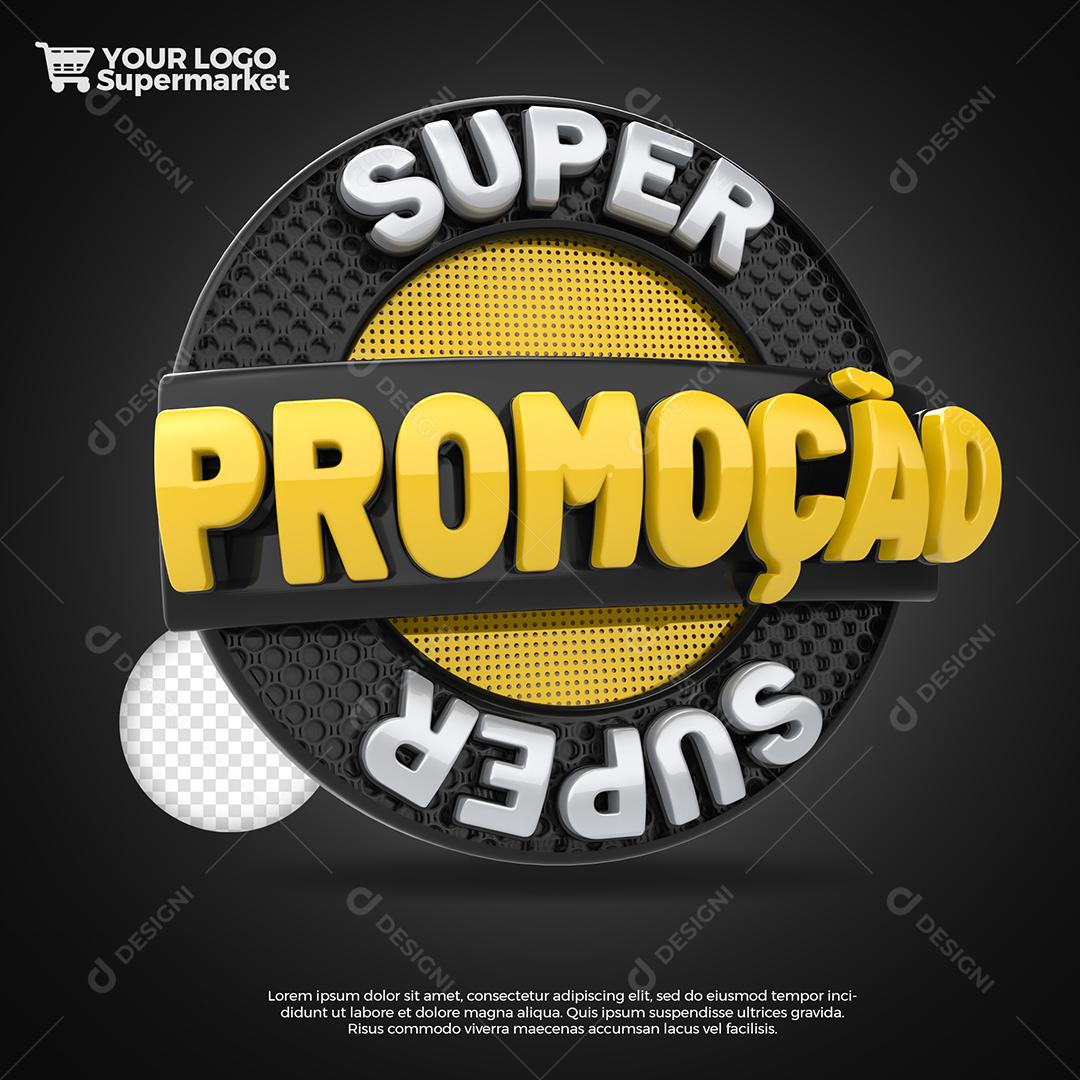 3D Black Super Promotion Stamp for Compositing PSD