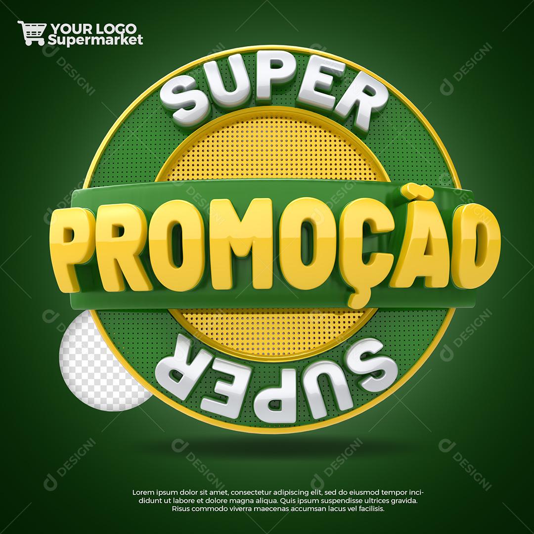 Super Promoção Selo 3D Verde para Composição PSD
