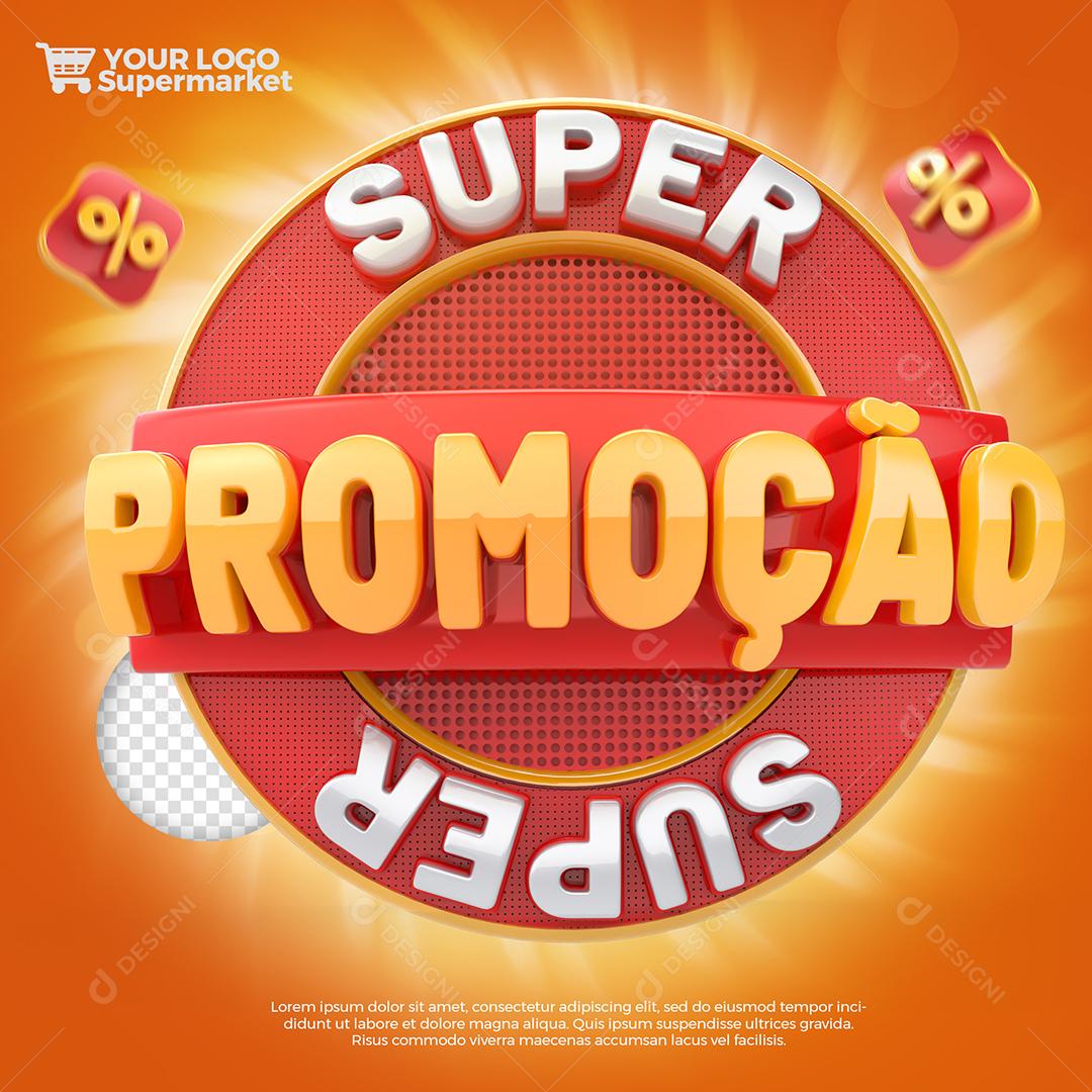 Super Promoção Selo 3D Vermelho e Dourado para Composição PSD