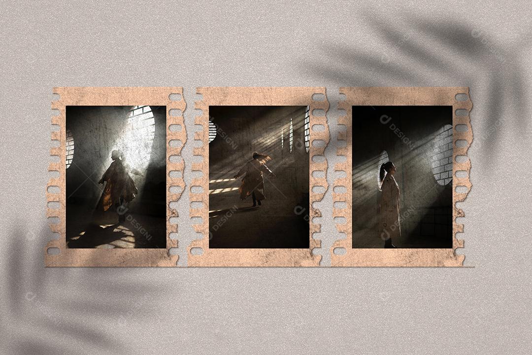 Mockup de Fotos em Papel PSD Editável